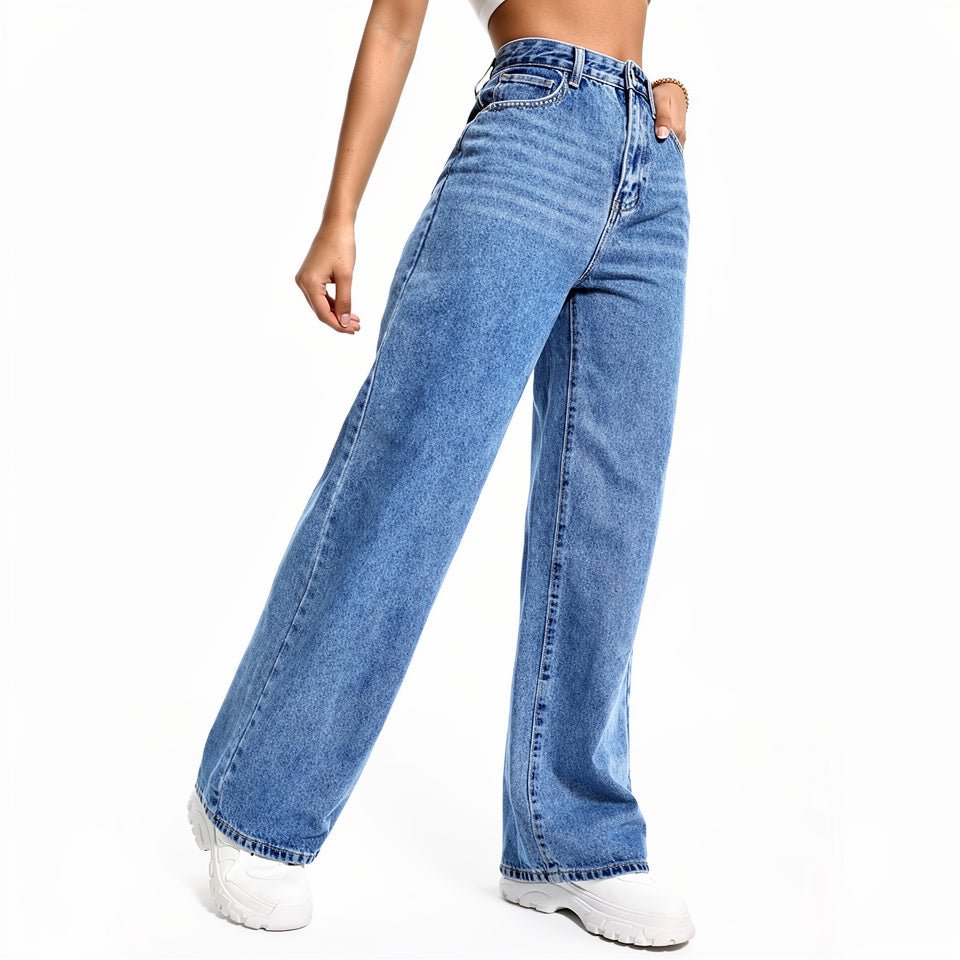 Women’s Y2K Retro Blue Baggy Jeans High Street Fashion