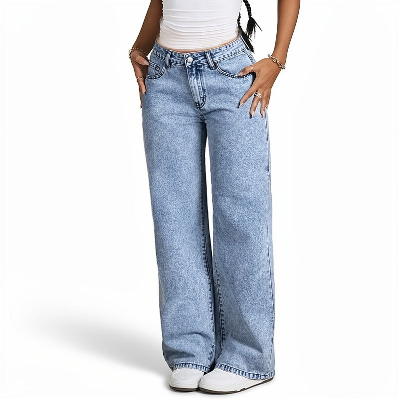 Women’s Bow Embroidered Wide Leg Denim Jeans