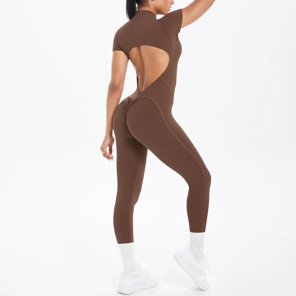 Women’s Backless Bodycon Scrunch Push Up Butt Lift Yoga Workout Outfit