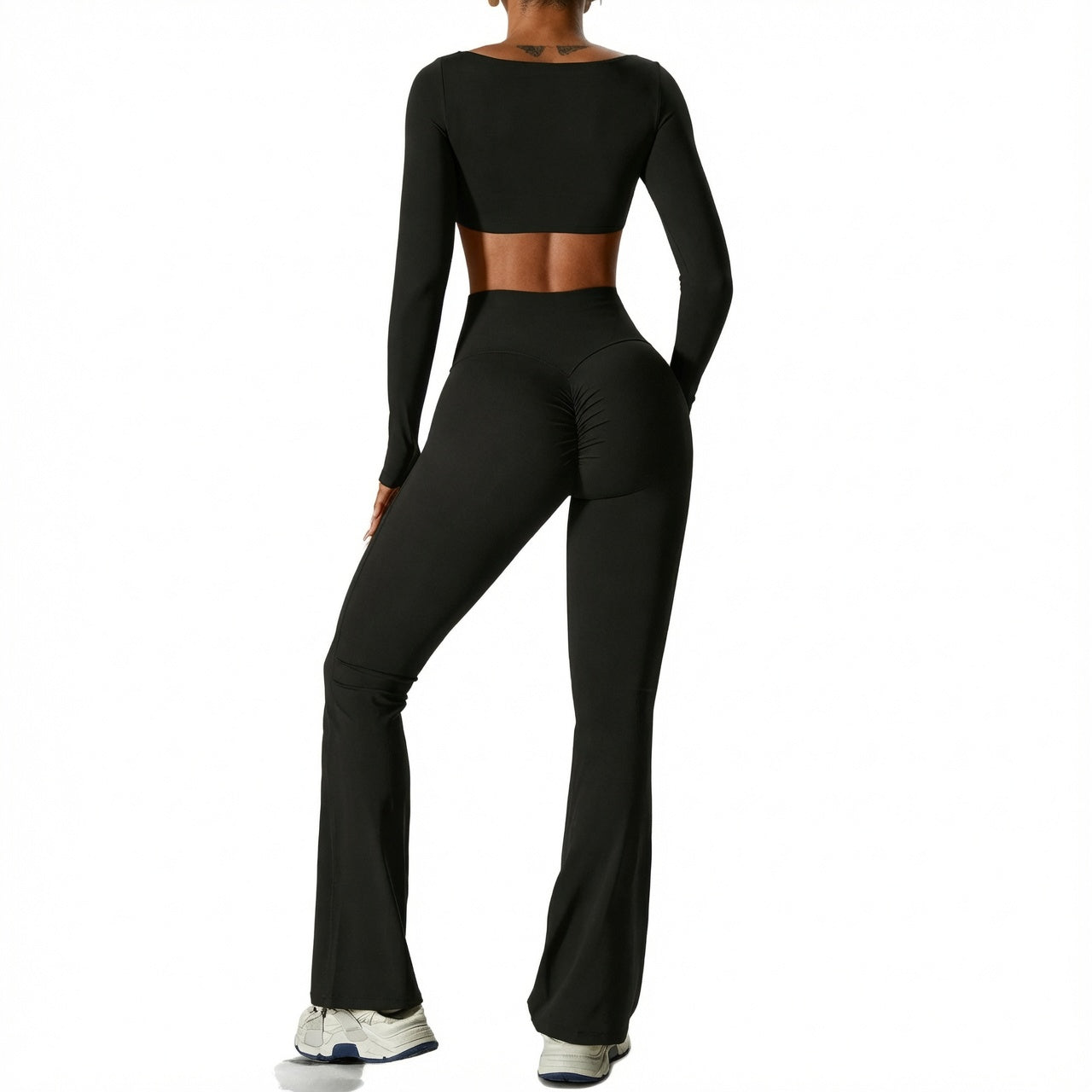 Women's Seamless Fitness Set 2PCS Yoga Leggings & Long Sleeve Crop Top Outfit