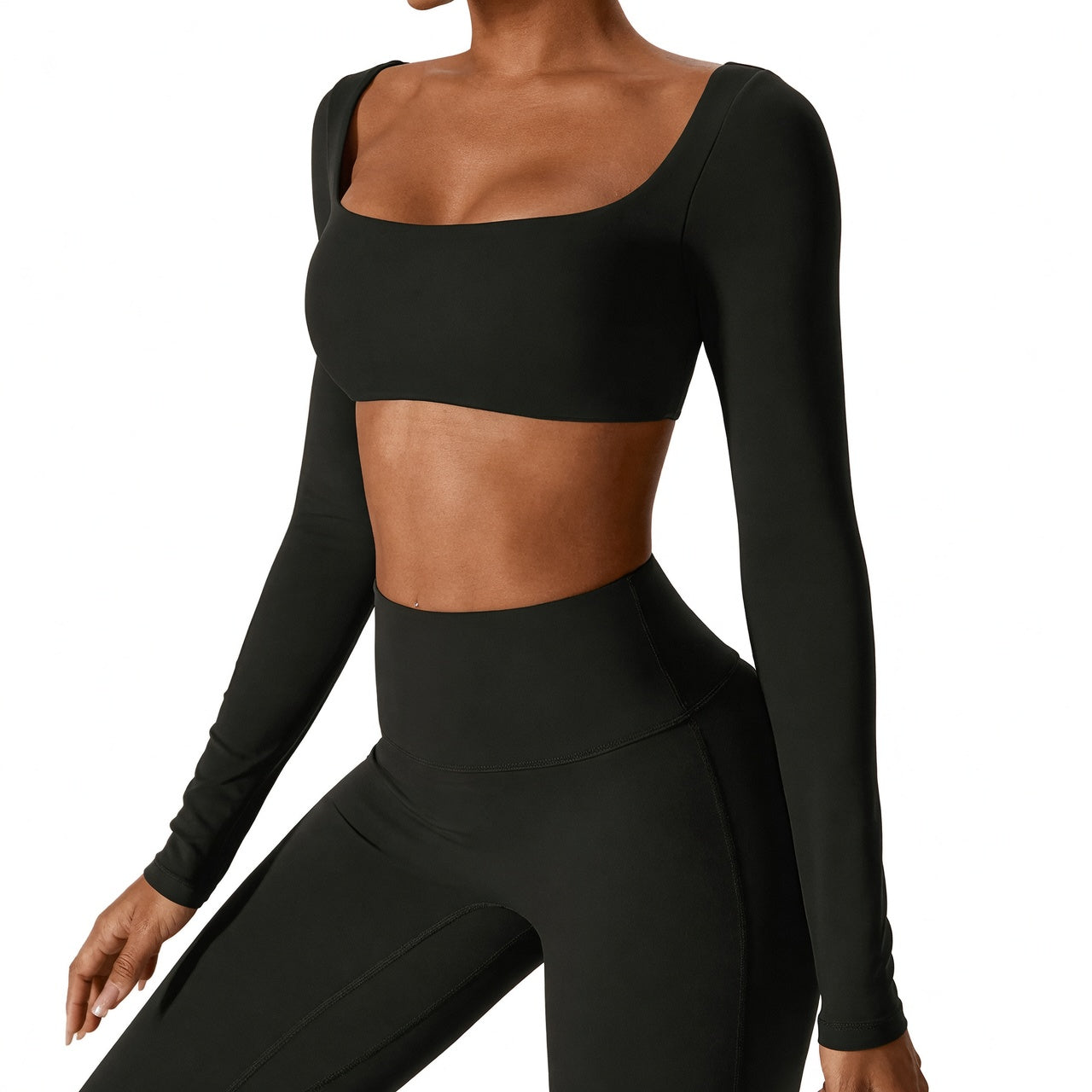 Women's Seamless Fitness Set 2PCS Yoga Leggings & Long Sleeve Crop Top Outfit