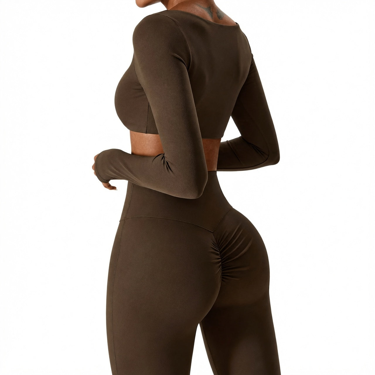 Women's Seamless Fitness Set 2PCS Yoga Leggings & Long Sleeve Crop Top Outfit