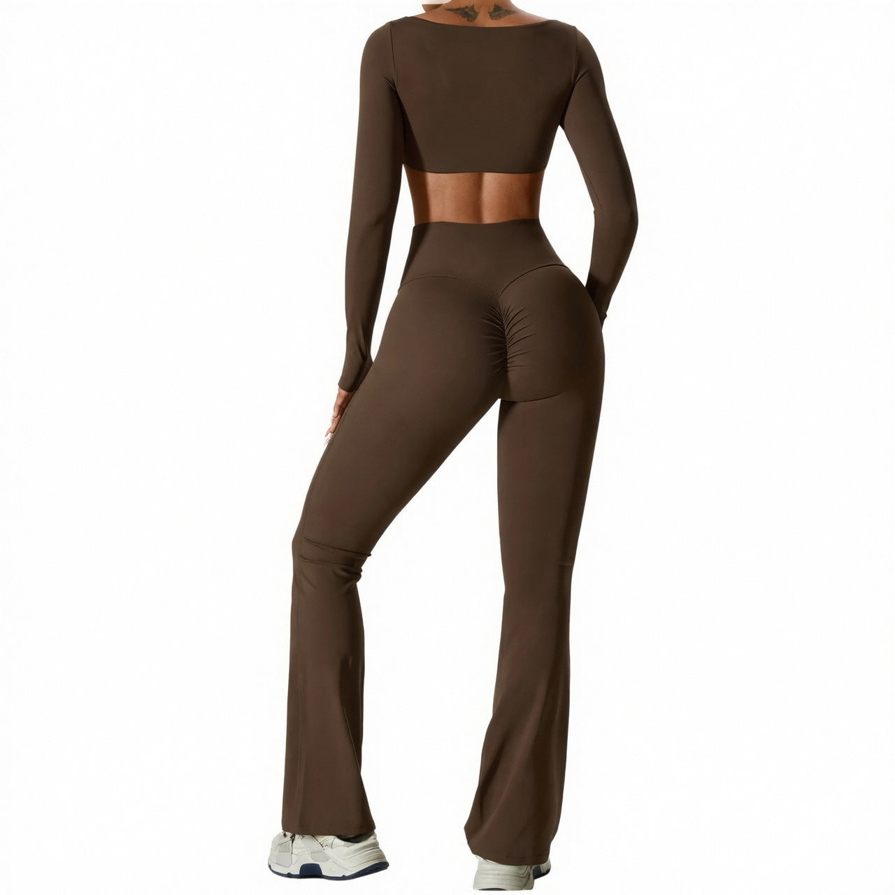Women's Seamless Fitness Set 2PCS Yoga Leggings & Long Sleeve Crop Top Outfit