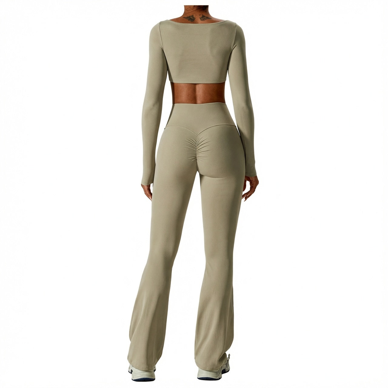 Women's Seamless Fitness Set 2PCS Yoga Leggings & Long Sleeve Crop Top Outfit