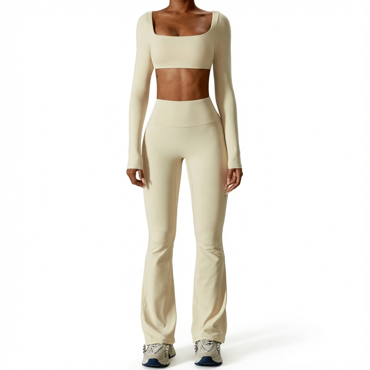 Women's Seamless Fitness Set 2PCS Yoga Leggings & Long Sleeve Crop Top Outfit