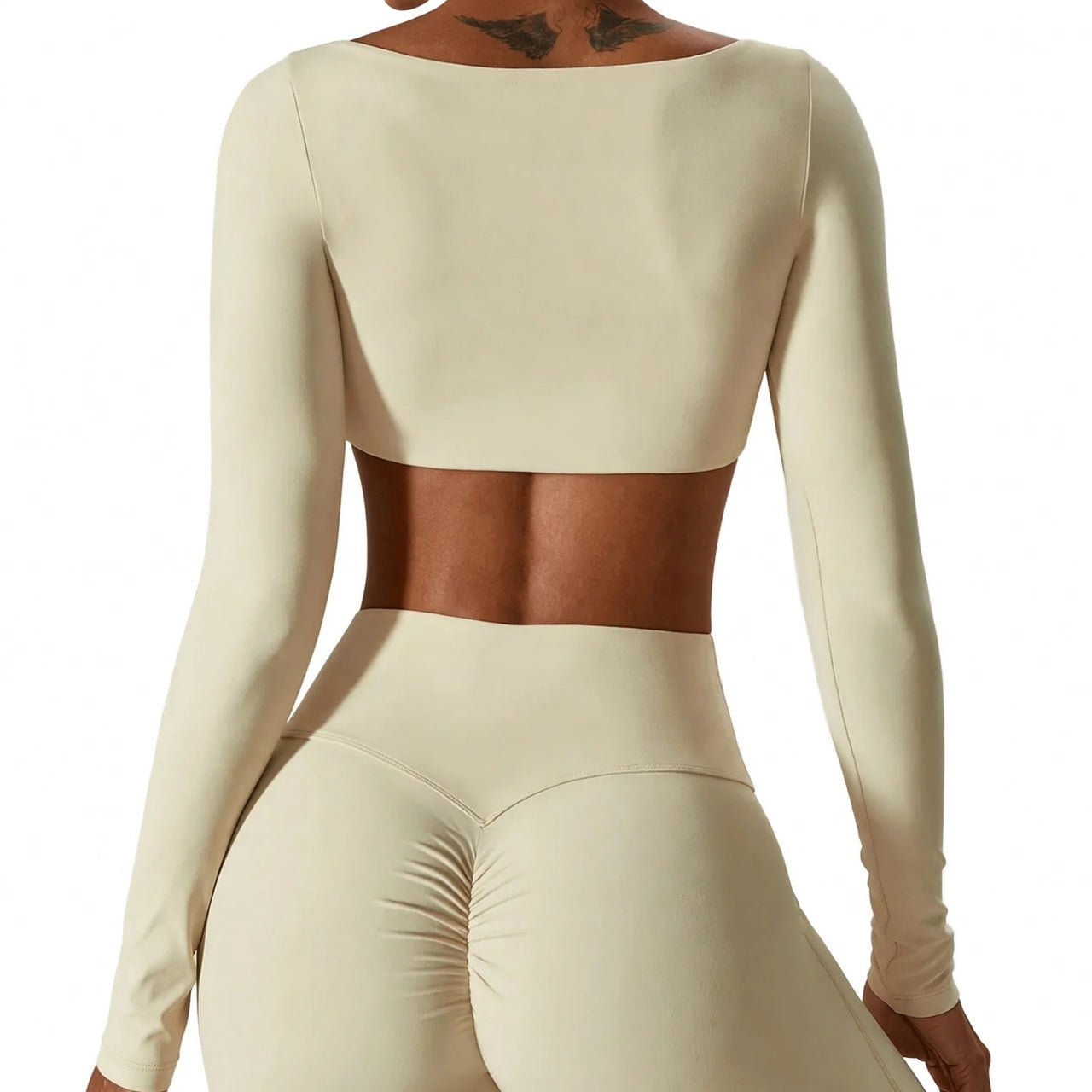 Women's Seamless Fitness Set 2PCS Yoga Leggings & Long Sleeve Crop Top Outfit