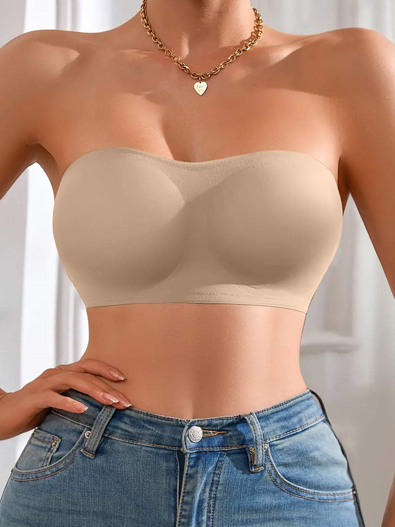 3PCS Strapless Bras For Women - Non-Slip Wireless Seamless Bras Push Up & Side Fat Control For Daily Office All Seasons